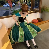 Halloween Costume - Adult Anna Frozen Coronation Green Embroidered Dress