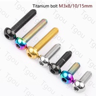 Tgou Titanium Bolt M3x8 M3x10 M3x12 M3x15mm Allen Key Half Round Head Screws for Bicycle