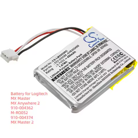 3.7V/450mAh Li-Polymer Mouse Battery 533-000120 for Logitech MX Master,Anywhere 2,M-RO052,MX Master 