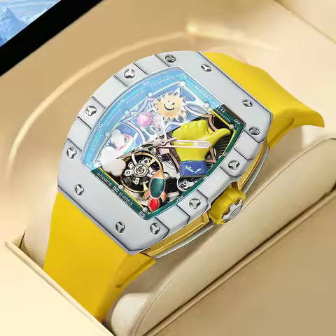 BONEST GATTI Luxury Men Watch Luminous Cool 3D Graffiti Dial Carbon Fiber Case Sapphire Crystal Auto