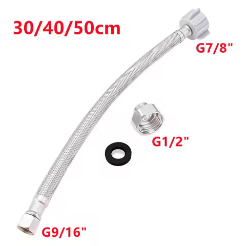 30/40/50cm G7/8"-G9/16"/G1/2" Toilet Supply Hose Water Inlet Hose Water Heater Pipe Toilet Connectio