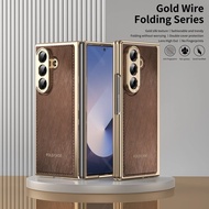 Luxury Electroplating Leather Case for Samsung Galaxy Z Fold 7 Z Fold 6 Z Fold 5 Z Fold 4 Z Fold 3 G