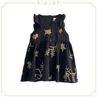 KLOSET Floral Embellished Mini Dress (AW17 - KD002) ชุดเดรสเด็กแขนกุด ผ้าปักเลื่อมลายดอก
