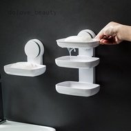 DB Bathroom NO-Drilling Adhesive Wall Mount Double Tiers Drainage Soap Box