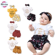 0-18 Months 3PCS baju budak perempuan Set Nightgown Romper Newborn Baby Clothing Ruffle Short Sleeve