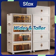 StaxHomedeco 39-65cm(W) 2/3/4/5/6 Layers Foldable Storage Cabinet Double Doors Storage Box Stackable