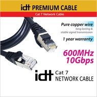 IDT CAT7 Network Cable Ethernet Round Cable CAT 7 (1M/2M) Support 10Gbps 600Mhz