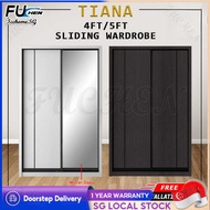 FUCHEN FUCHEN Living Mall Tiana Series 4FT/5FT 2-Door Sliding Door Wardrobe in White Wash or Walnut 