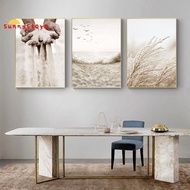 Set of 3 Poster Set Stylish Wall Pictures Boho Nature Beach Pampas Grass Art Poster Without Frame Print Pictures Poster