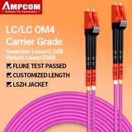 AMPCOM Fiber Optic Cables -customize OM4 LC LC Fiber Optical Patch Cord 0.5m | 10Gbps Optical Duple