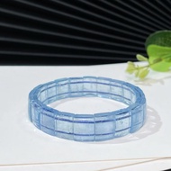 玻璃體魔鬼藍海藍寶手排手錬 冰透星光方牌藍色水晶手環 沈著勇敢