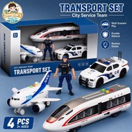 [Children's Day gift]5pcs Police Vehicle Toy Set - Helicopter, Police Cars, Ambulance, Pull Back & F