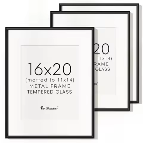 16x20 Aluminum Picture Frame, 16"x20" Frame for Wall with Real Glass, 16 x 20 Metal Frame, 16x20 Pic