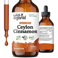 Wild & Organic Ceylon Cinnamon Supplements 500mg - Antioxidant Support - Ceylon Cinnamon Drops - Add