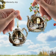 【CBMY 】  Easter Home Decor Items Rabbit In Teacup Warm Home 2d Acrylic Pendant Bapa Pendant Car  .