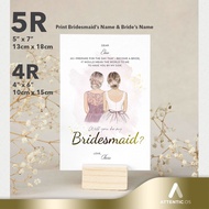 💕💕5R 4R Bridesmaid Card Groomsman Card Custom Print Name with an Envelope