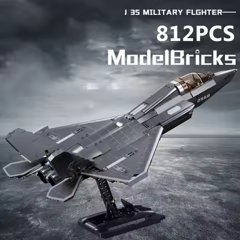 Military WW2 J35 J20 Stealth Aircraft Building Blocks Technical Fighter Jet Airplane With Bullet MOC