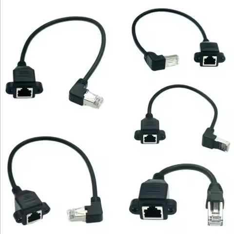 RJ45 Male To Female 90 Degree Up Downed Angle Cord Plugs Ethernet RJ45 8P8C LAN Network Extension Ca