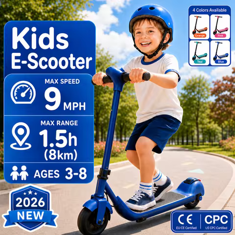 24V Kids Electric Scooter with Brake 9MPH Max Speed 8KM Long Range Lightweight Kids EScooter 160LBS 