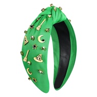 Green Witch Headbands for Women Girls Witch Hat Broom Knotted Headband for Elphaba Fans Witch Birthd