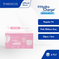 MEDICOS Pink Ribbon HydroCharge Surgical Face Mask 4 Ply ASTM Level 2 (30's x 1 Box)