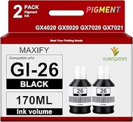 Yuanqimm Compatible GI-26 Ink Refill Bottle (2 Black) Replacement for Canon GI26 Ink Bottles GI26 26