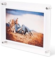 Scribble Acrylic Wall Mounted Floating Picture Frame, 14 x 11 Inches. Frameless Double Panel Photo Frame for Degree Certificates, Artwork or Family Portraits. (Ideal for 8.5 x 11 Inch Documents)