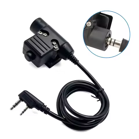 U94 PTT Military 2-Pin Adapter 7.1mm Plug Headset Compatible with For Baofeng Ham Radio UV-82 UV-5RE