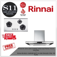 RINNAI RH-C91A-SSVR CHIMNEY HOOD ELECTRONIC TOUCH CONTROL  +  RINNAI RB-93US 3 BURNER BUILT-IN HOB STAINLESS STEEL TOP PLATE