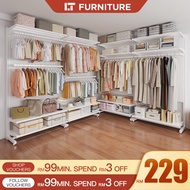 Almari Baju Open Wardrobe Steel Wardrobe DIY Clothes Rack Pegboard Stand Rak Baju Besi Open Metal Wa