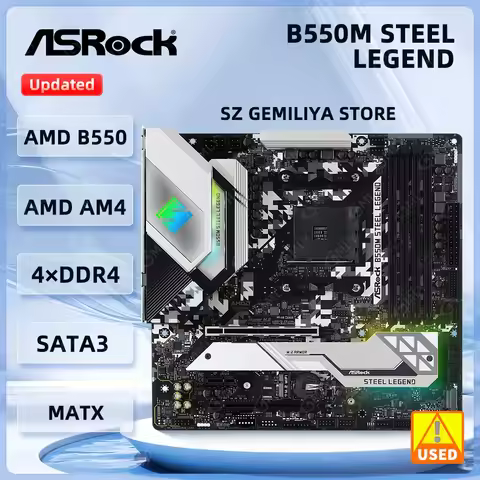 ASRock B550 Motherboard B550M STEEL LEGEND Socket AM4 support Ryzen 5600X 5700 3600 5800 5500 Dual M