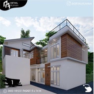 Desain Rumah Minimalis , 2 Lantai Di Lahan 5 x 14 M , 3 Kamar Tidur