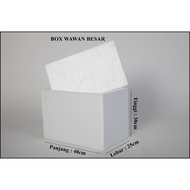 Styrofoam Box/Box Styrofoam/Box Cork/Box Foam/Cool Box/Cooler Box/Box Frozen Food/Box Drink Frozen/Gabus Ice/Box Styrofoam Save Cold/Box Ice/Box Cooler/Box Foam Large wawan Size(40cm Length; 25cm Width.Height 30cm)