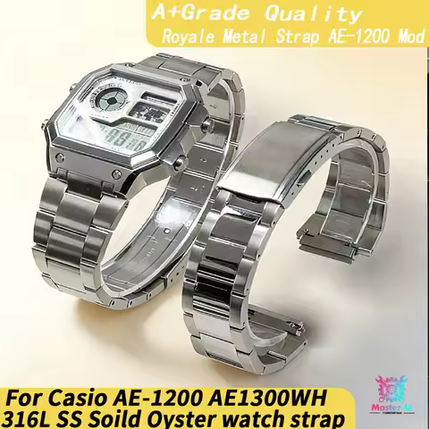 For Casio AE1200WH Watch Brushed Polished Bracelet Royale Mod 316L Stainless Steel Solid Watch Strap