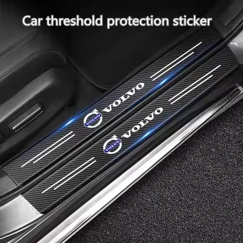 Car with Logo Door Carbon Fiber Sill Protector Stickers for Volvo XC60 S90 XC90 S60 XC40 V60 V90 S40