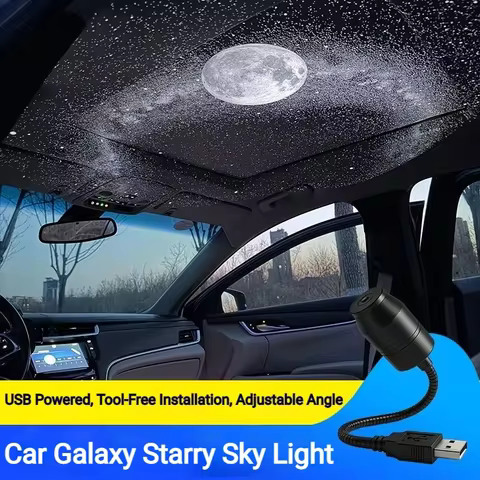 Car mounted starry sky top projection light, car interior LED ambient light, USB modified decoration