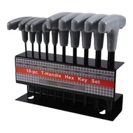 10PCS Imperial Hex Key T-Handle Set 3/32"-3/8" T-Handle Allen Wrench Set with Storage Rack for Autom