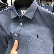 Haggis Spring New Men's Purified Cotton Long Sleeve Shirt Hazzys Official Men's Solid Color Embroide