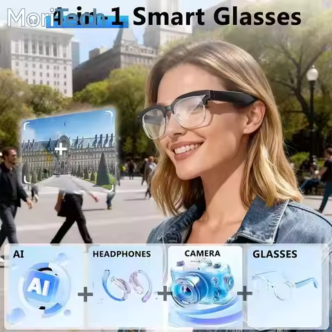 MoriTech Business 4K HD Color Change AI Smart Glasses 8MP Camera 1080P Video AI Chat Music Player Ca