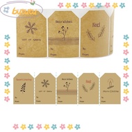 BUTUTU 250PCS Christmas Gift Stickers, 5 Styles Kraft Paper Gift Tag Stickers, Self Adhesive Package Decoration Gift Wrapping Sticker