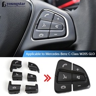 YOUNGSTAR 6Pcs Multi-function Car Steering Wheel Button Set For Mercedes-Benz C-Class W205 GLC-Class
