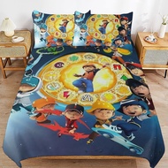 Boboiboy 3 in 1 Bed Sheet Set 1 Garterrized Bedsheet 2 Pillow Cases Double Bed Cover Cotton Bedspread