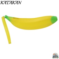 KATAKAN Banana Zero Wallet, Yellow Silicone Silicone Pen Bag, Multipurpose Banana Shape 2.36*7.87 In