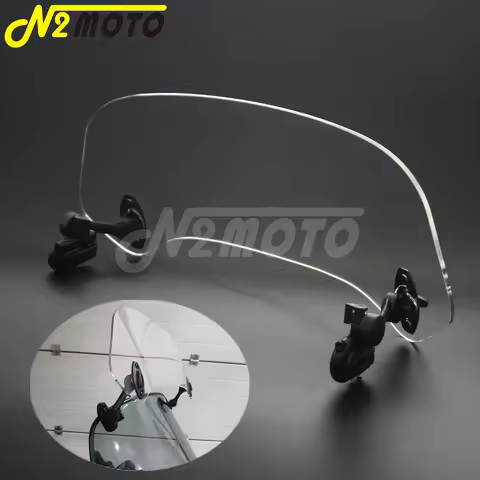 Clear Motorcycle Adjustable Air Flow Deflector Add On Windshield Extension Tour Wind Screen Spoiler