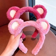 Strawberry Bear Froggie Disney Duffy Hairband Cartoon Strawberry Bear 草莓熊发箍闺蜜发箍粉色发箍玫红色发箍秋冬毛绒洗脸发箍高颅顶可