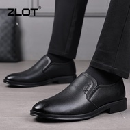 【ZLOT】Brand Men Fashion Shoes Causal Cow Leather Formal Shoes Slip On Loafer Shoes