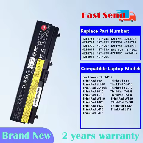 Laptop Battery for Lenovo ThinkPad E40 E50 SL410 SL510 T410 T510 W510 W520 T420 E420 E520 L410 L512 