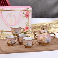 【Ready Stock Malaysia】5pcs SET Tea/Coffee 1 Pot+4 cups set Cup Tea time Coffer Time Set Gift Coffee 