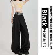 YFS | Khaki Wide Leg Suit Pants Womens Autumn New High Waist Loose Color Block Plaid Casual Straight