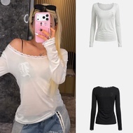 [Brand Air Transport] Off-the-Shoulder Top Oblique Shoulder Off-the-Shoulder Top Off-the-Shoulder To